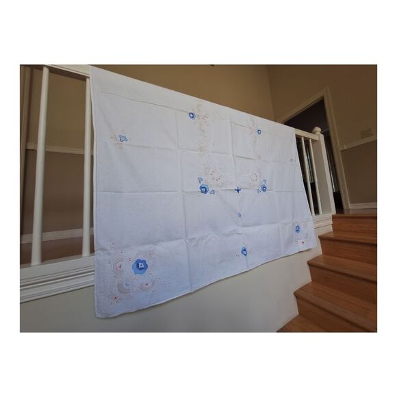 Irish table linen Set 8 Napkins 72 x 90 Tablecloth Embroidered Handmade Floral - Picture 11 of 16